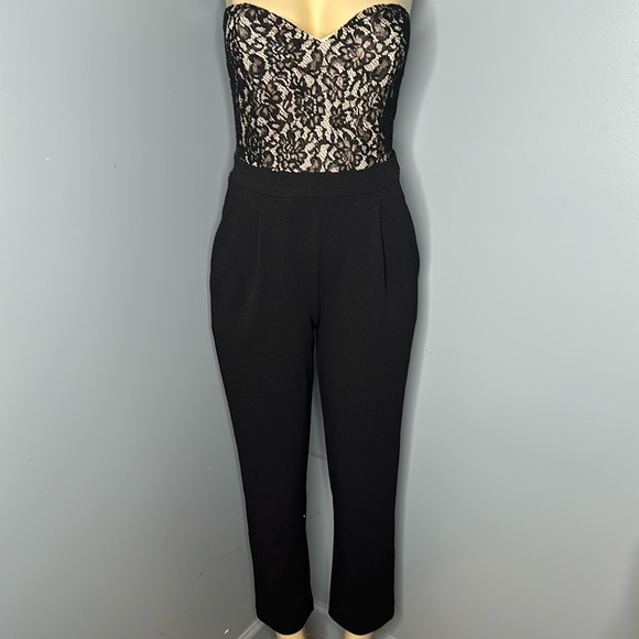 Express Pants - Express black, lace bodice strapless jumpsuit size 6 woman’s